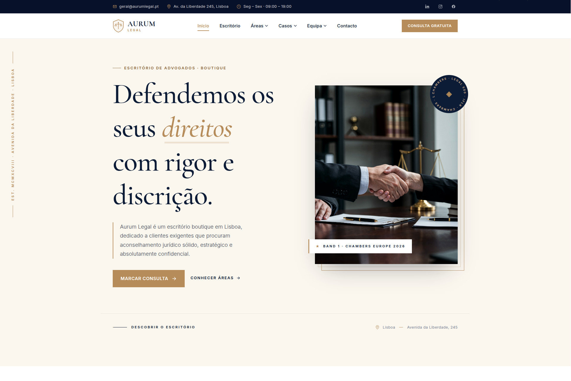 Aurum — template para escritórios de advogados boutique
