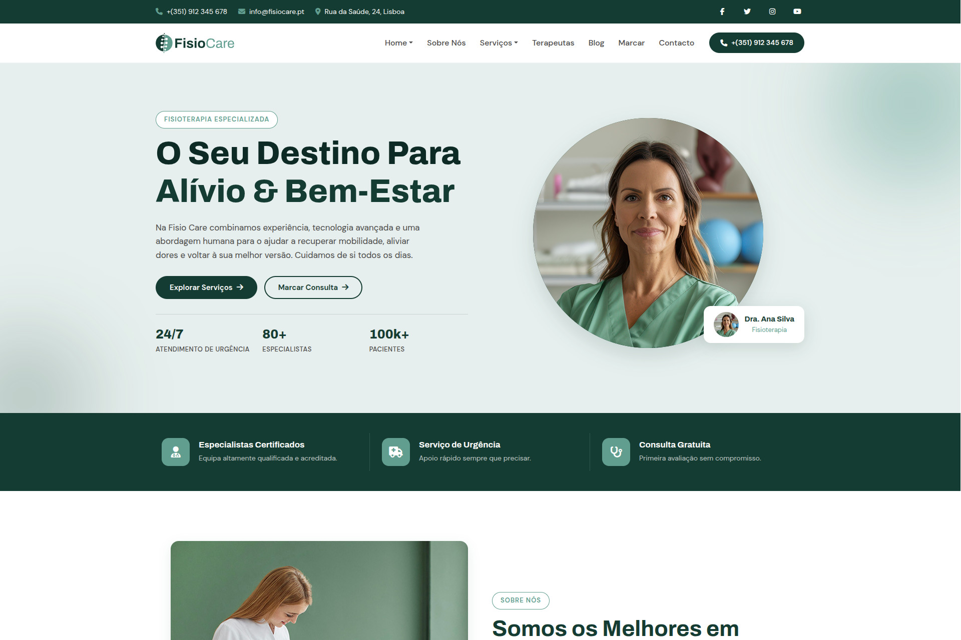 Fisiocare — template de fisioterapia e reabilitação desportiva