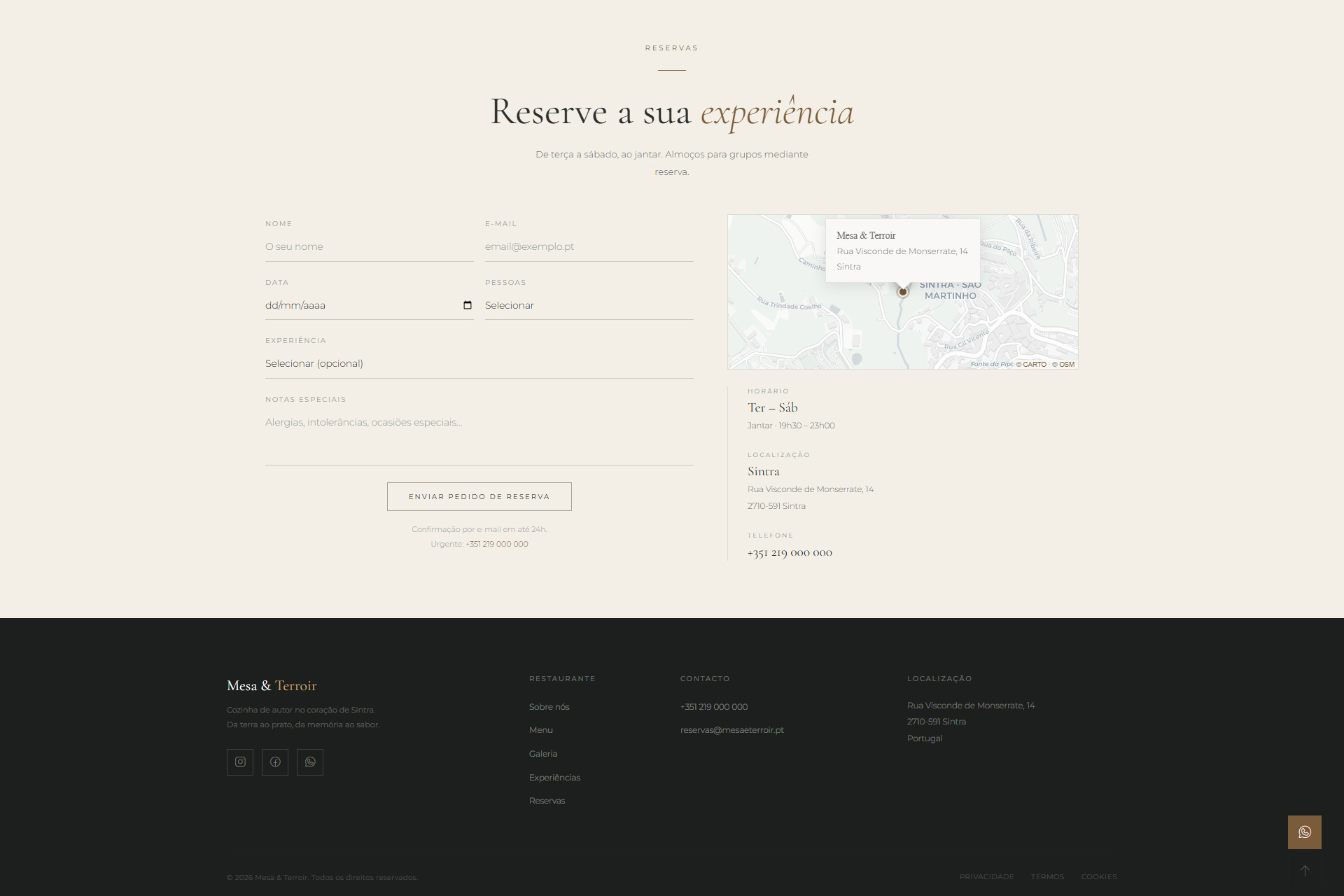 Mesa & Terroir — Reservas