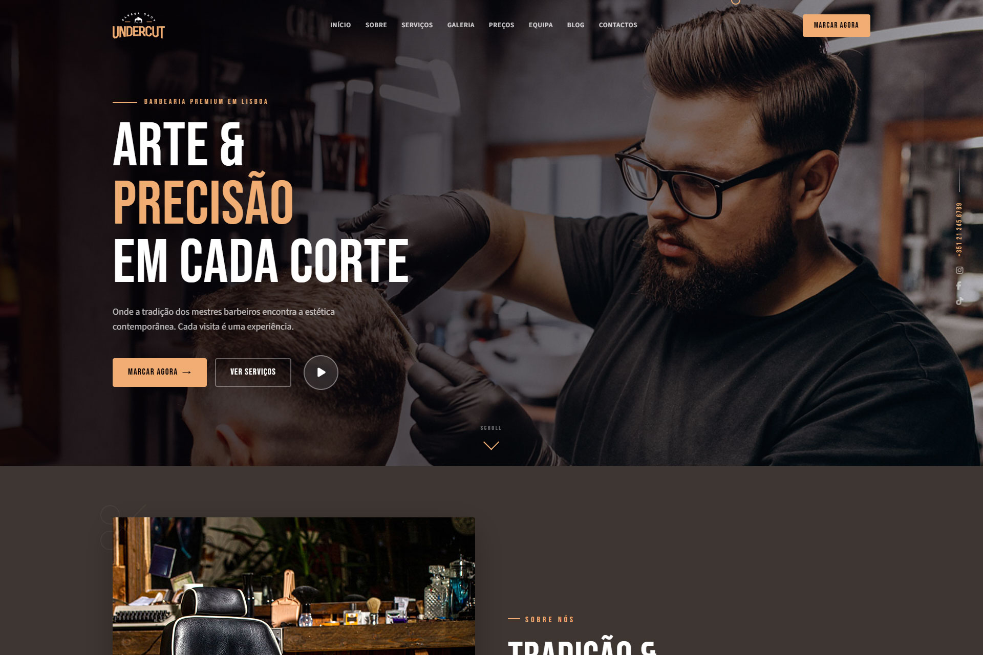 Undercut — template de barbearia profissional