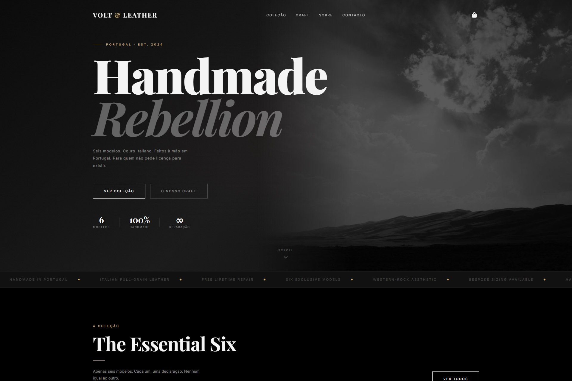 Volt & Leather — template de e-commerce de moda